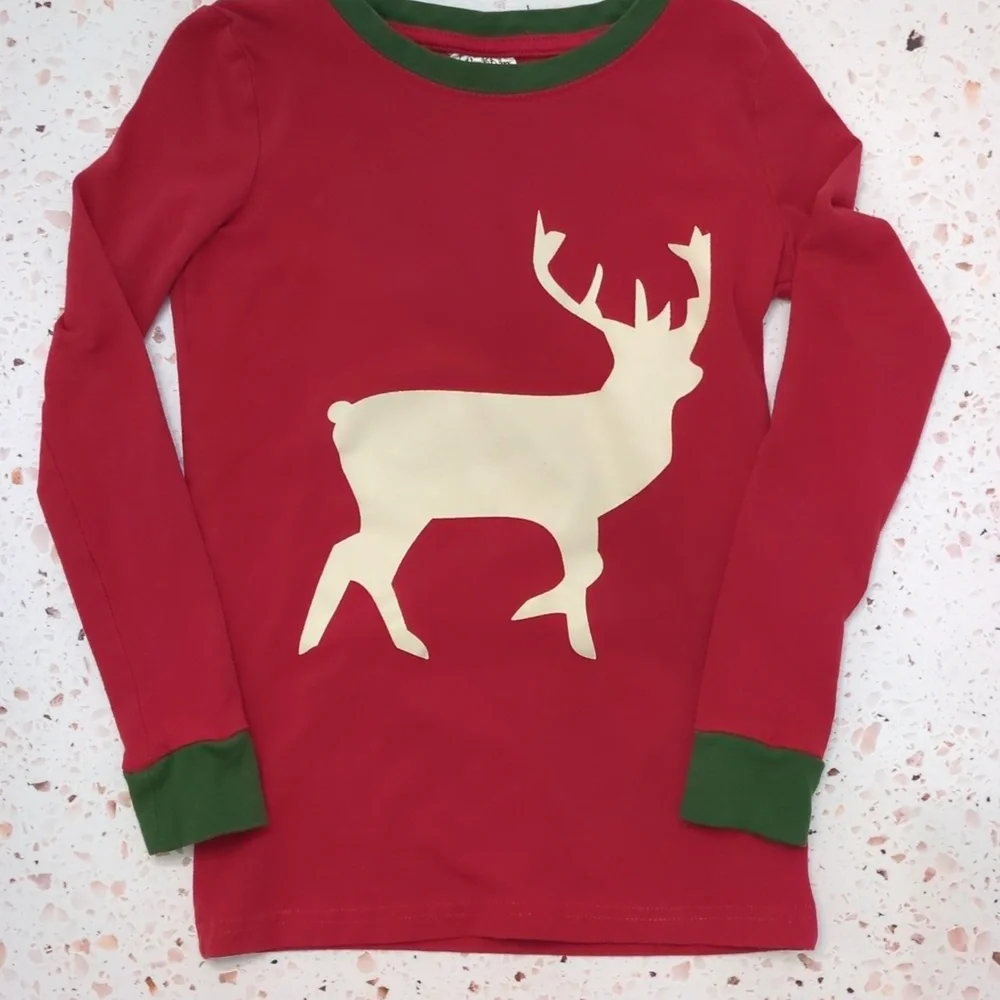 Lily & Dan | Winter Holiday Pattern Pajamas Reindeer Sweater Print | M
